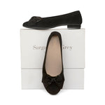 Garland Wide Width Ballet Flats - Black Stretch Suede