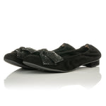 Garland Wide Width Ballet Flats - Black Stretch Suede