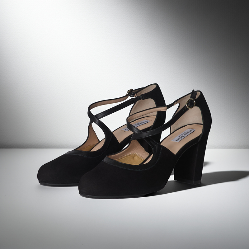 Gemma Extra Wide Pumps - Black Suede