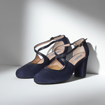 Gemma Extra Wide Pumps - Navy Suede
