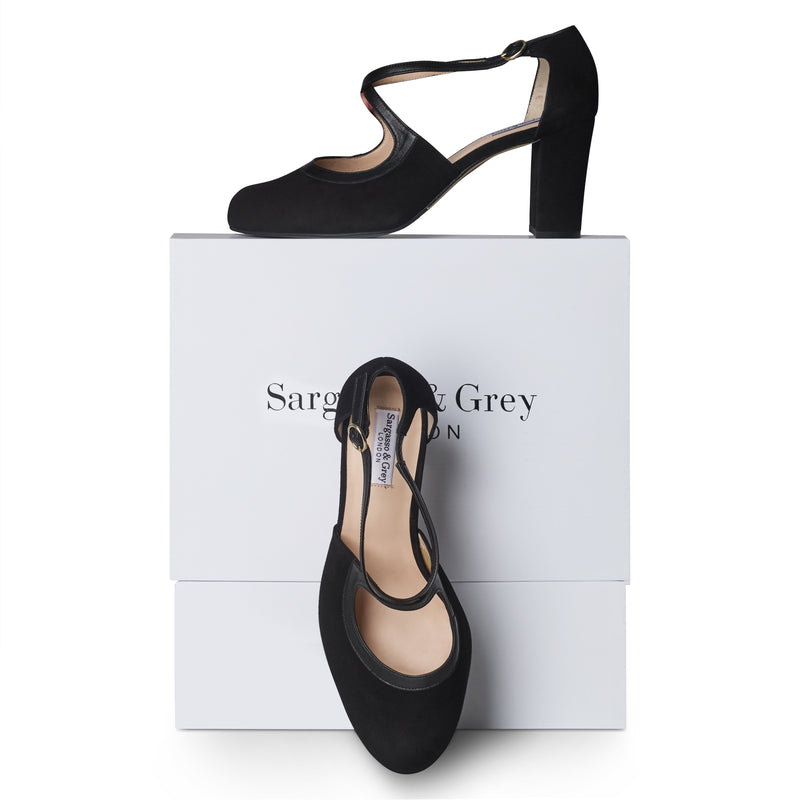 Gemma Extra Wide Pumps - Black Suede