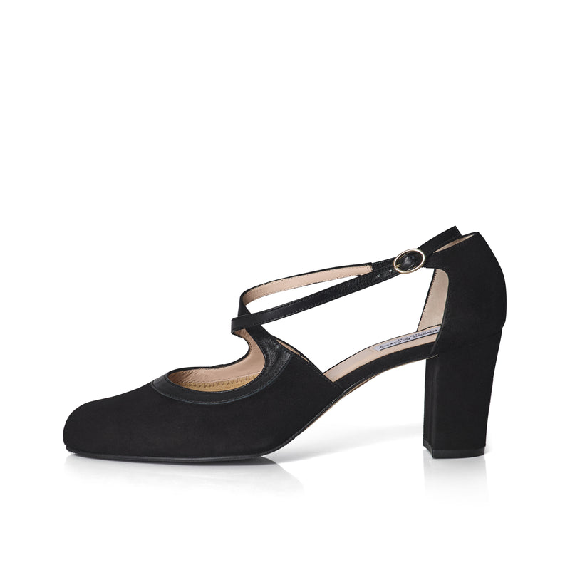 Gemma Extra Wide Pumps - Black Suede
