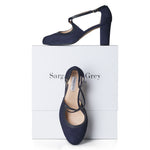 Gemma Extra Wide Pumps - Navy Suede