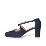 Gemma Extra Wide Pumps - Navy Suede