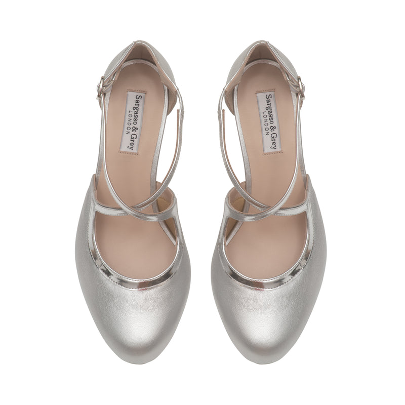 Greta Extra-wide Pumps - Silver Leather