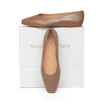 Hepburn Wide Width Ballet Flats - Latte Leather