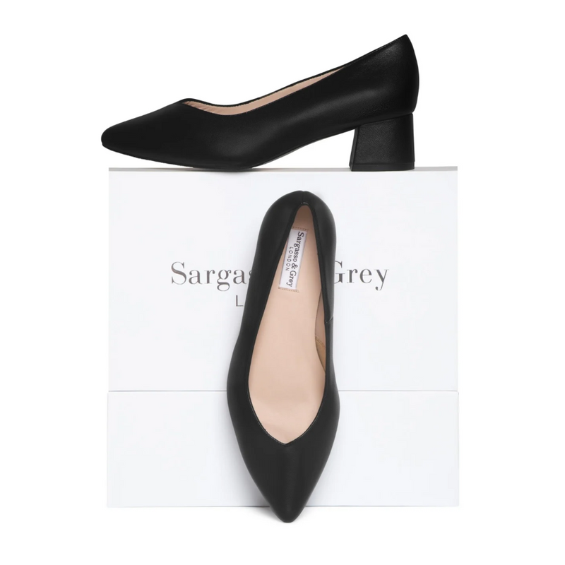women's wide width low heel dress shoes Tori Extra Wide Width Block Heel Pumps - Black Leather