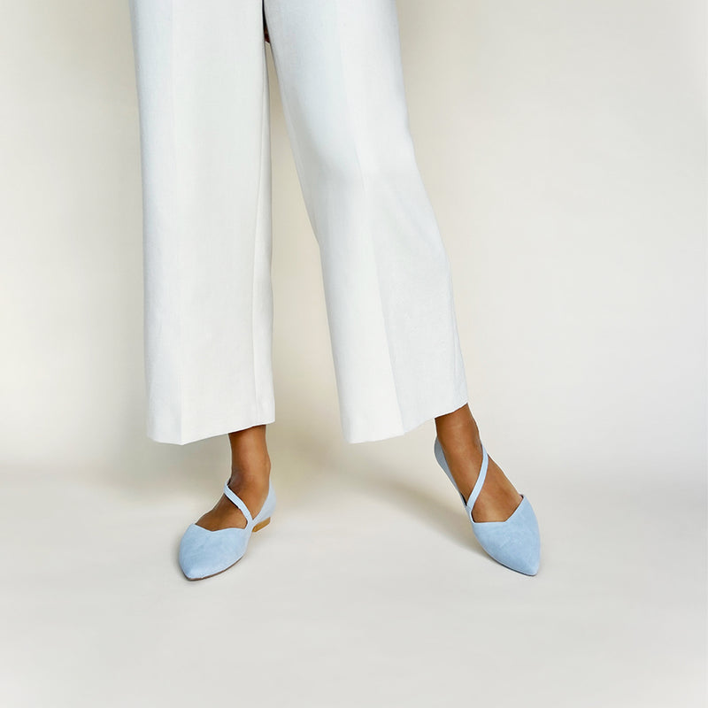 Indy Wide Width Flats - Light Blue Suede