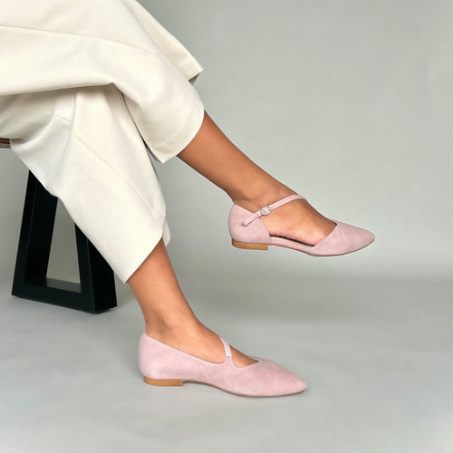 Indy Wide Width Flats - Rose Pink Suede