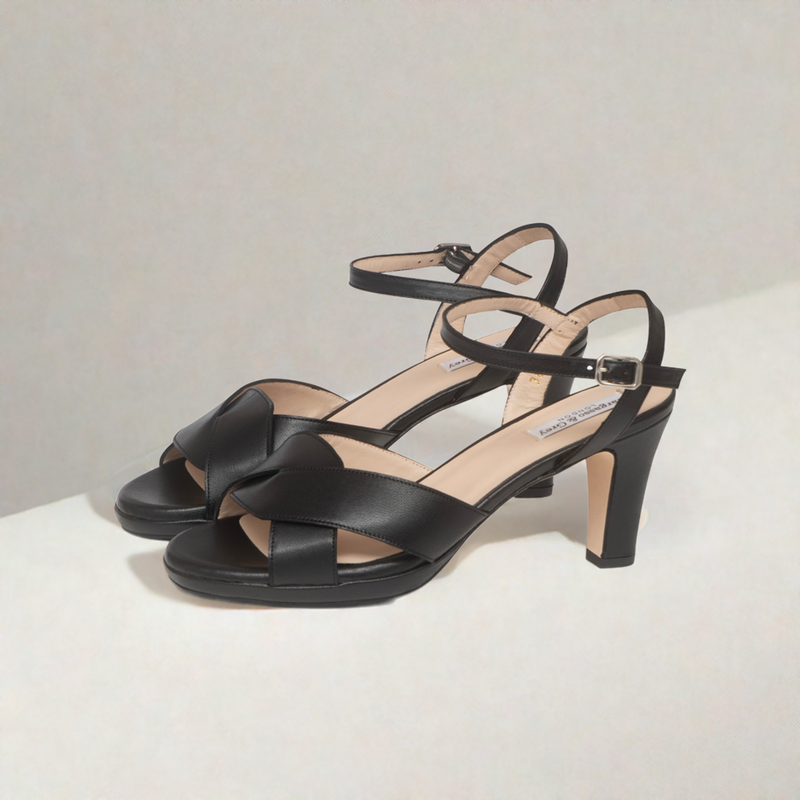 Isabella  Extra Wide Width Sandal - Black Leather