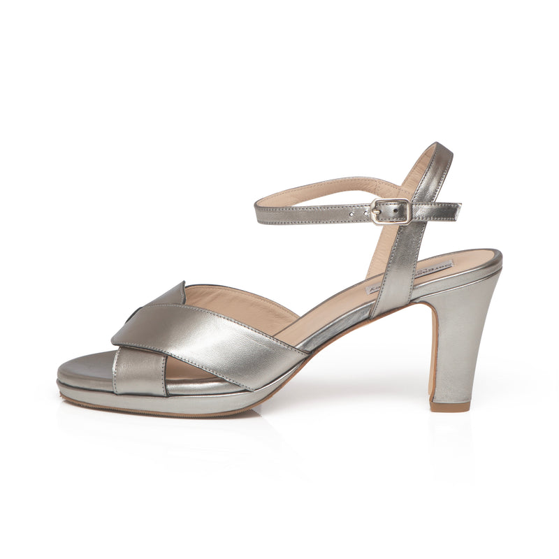 Isabella  Extra Wide Width Sandal - Silver Leather