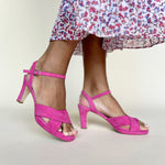 Isabella - Wide Width Sandal - Hot Pink Suede