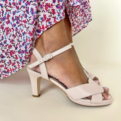 Isabella - Wide Width Sandal - Nude Pink Leather