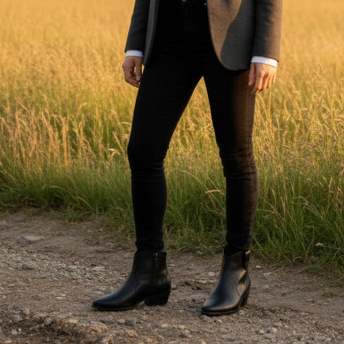 Jago Extra Wide Width Cowboy Boots - Black Leather