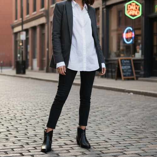 Jago Extra Wide Width Cowboy Boots - Black Studded Leather