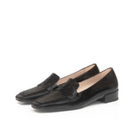 Juliet Wide Width Loafers  -  Black Crinkle Leather