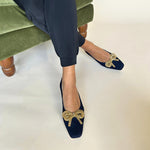 Kelly Wide Width Ballet Flats - Navy Suede