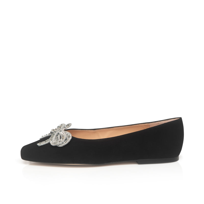 Kelly Wide Width Ballet Flats - Black Suede