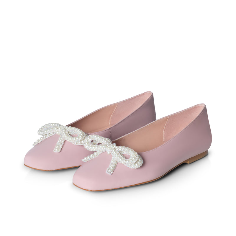 Kelly Wide Width Ballet Flats - Pink Leather