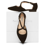 Kitty Extra Wide Width Flats - Black Suede