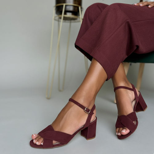Krista Extra Wide Width Sandal - Burgundy Suede