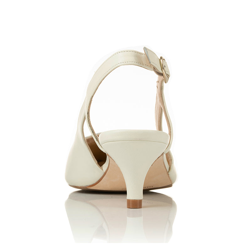 Lena Wide Width Slingback - Cream Leather & Tan Patent