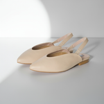 Lia Extra Wide Width Slingback Flats - Almond Leather