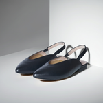 Lia Extra Wide Width Slingback Flats - Black Leather