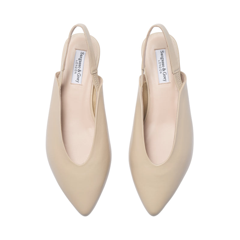 Lia Extra Wide Width Slingback Flats - Almond Leather