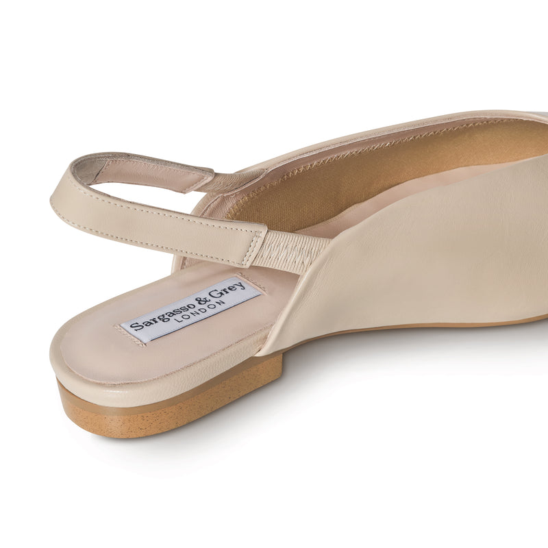 Lia Extra Wide Width Slingback Flats - Almond Leather