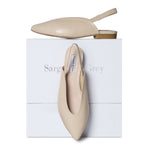 Lia Extra Wide Width Slingback Flats - Almond Leather