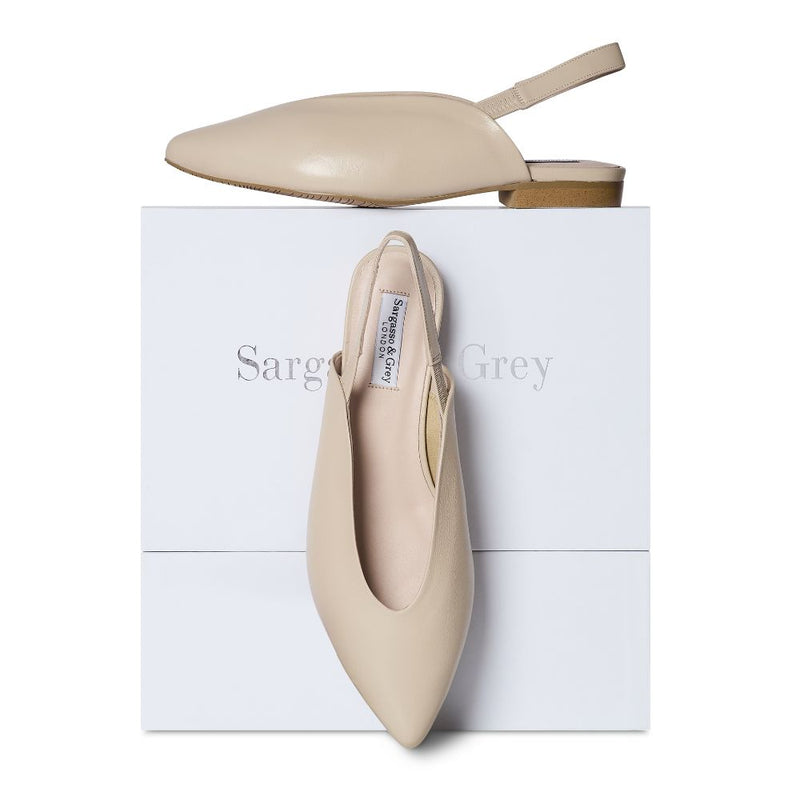 Lia Extra Wide Width Slingback Flats - Almond Leather