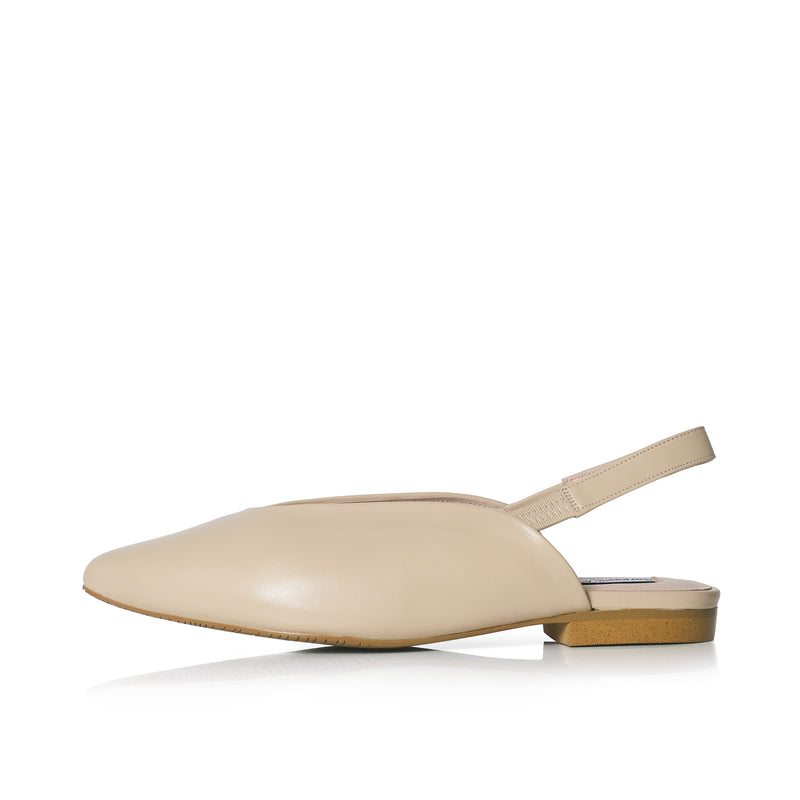 Lia Extra Wide Width Slingback Flats - Almond Leather