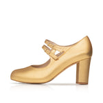 Liberty Extra-wide Mary Jane Pumps - Gold Leather