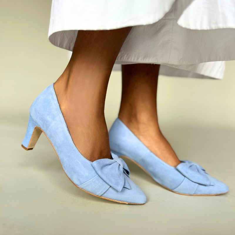 Lori Extra Wide Width Pump - Light Blue Suede