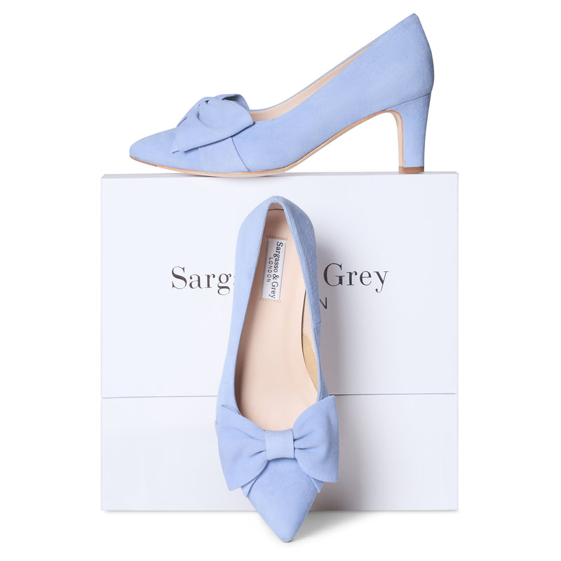 extra wide dress shoes for ladies Lori Extra Wide Width Pump - Light Blue Suede