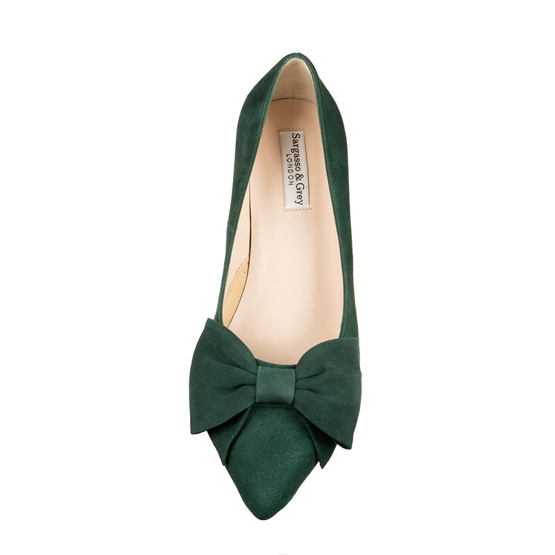 Lori Extra Wide Width Pump – Dark Green Suede