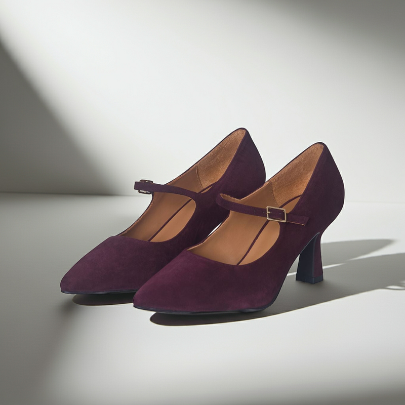 Elsa Wide Width Pumps – Burgundy Suede