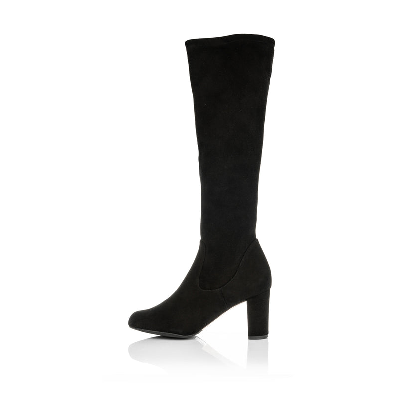 Lydia Wide Width Knee High Boots - Black Suede