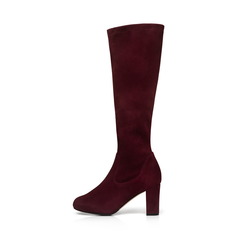 Lydia Wide Width Knee High Boots - Burgundy Suede