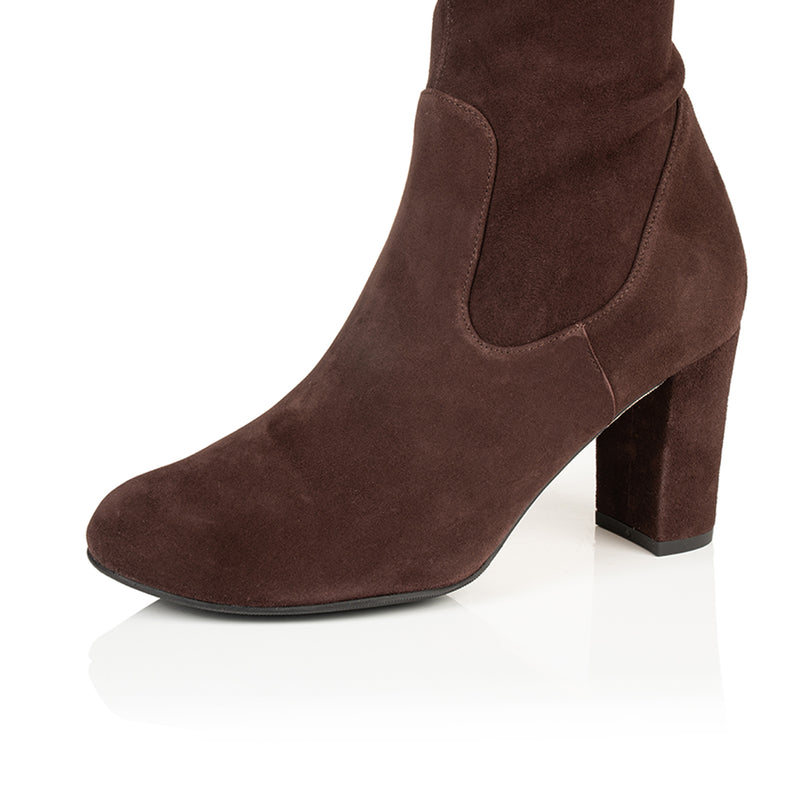 Lydia Wide Width Knee High Boots - Brown Suede