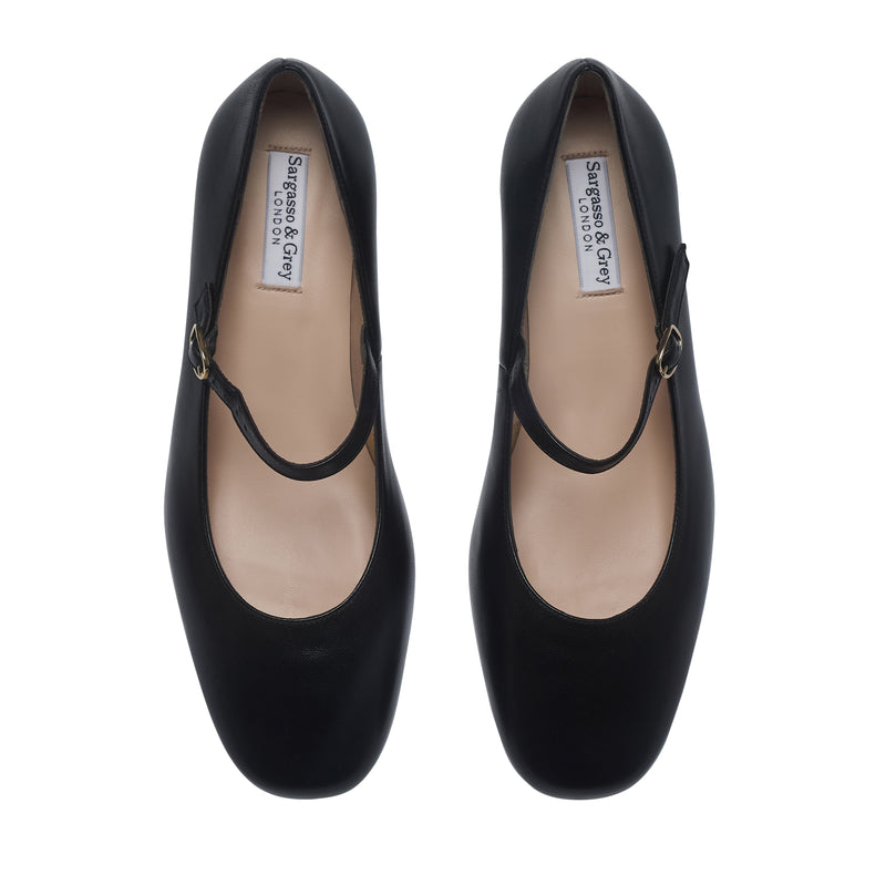 Madison Extra Wide Width Block Heel Pumps - Black Leather