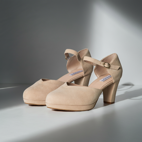 Mika Extra Wide Width Platform Heels - Almond Suede