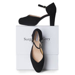 Mika Extra Wide Width Platform Heels - Black Suede