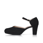 Mika Extra Wide Width Platform Heels - Black Suede