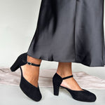 Mika Extra Wide Width Platform Heels - Black Suede