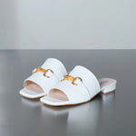 Miley - Extra Wide Width Sliders - White Leather