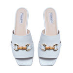 Miley - Extra Wide Width Sliders - White Leather