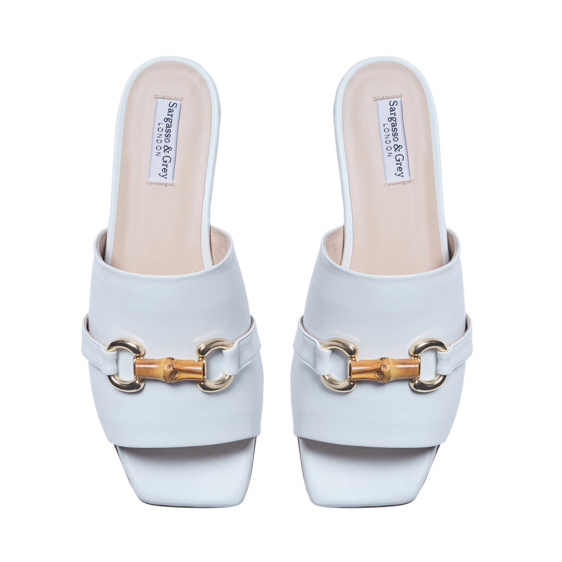 Miley - Extra Wide Width Sliders - White Leather