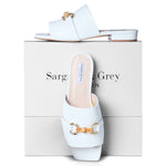 Miley - Extra Wide Width Sliders - White Leather
